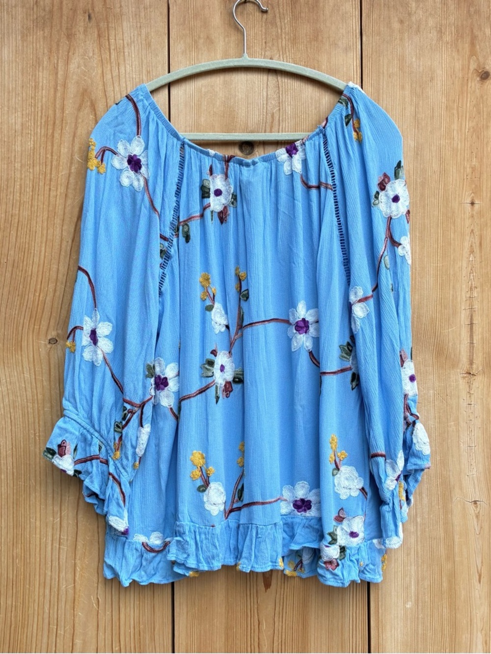 Liv Los Angeles Embroidered Floral Top Tunic Sz 3X - Picture 5 of 5